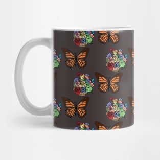 Orange Monarch Butterfly and Floral Pattern by Courtney Graben Mug